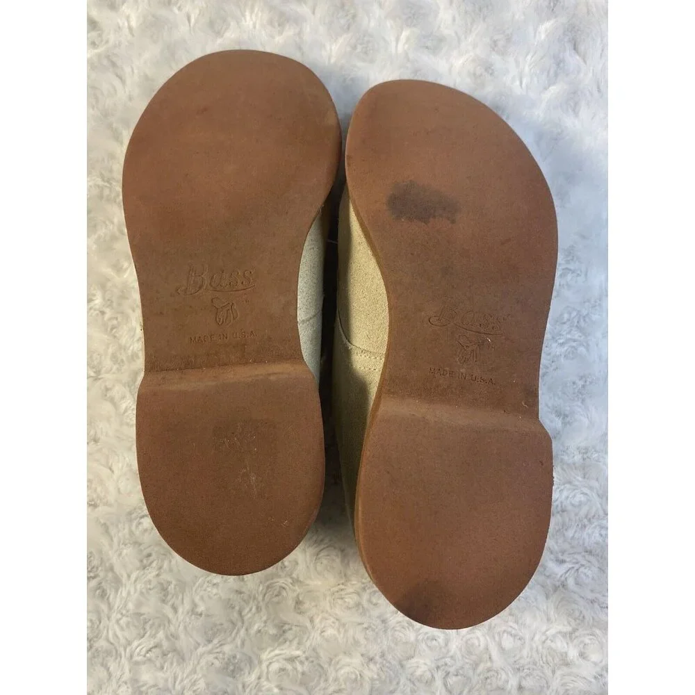 VTG GH Bass Women's Size 7 M Light Tan Suede Leather Lace Up Oxfords Shoes Flaws - Picture 2 of 9